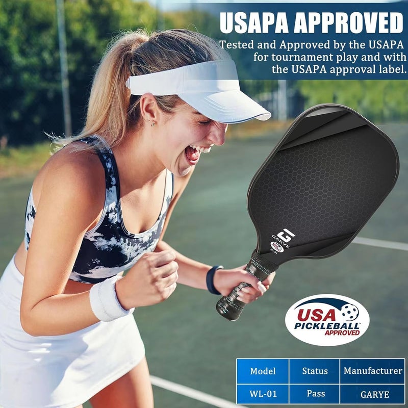 GARYE Pickleball Paddles Set of 2, USAPA Approved Carbon Fiber Pickleball Set, Lightweight Pickle Ball Rackets 2 Pack with 6 Balls, 1 Bag, Pair of Grip Tapes, Pickle Ball Paddle for Men and Women - Image 2